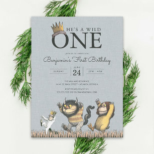 Where the Wild Things Are 1st Birthday Invitation Postcard
