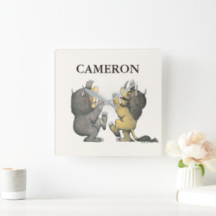Where the Wild Things Are   Add Your Name Square Wall Clock