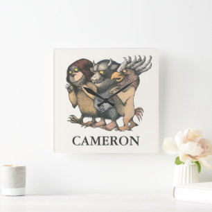 Where the Wild Things Are   Add Your Name Square Wall Clock