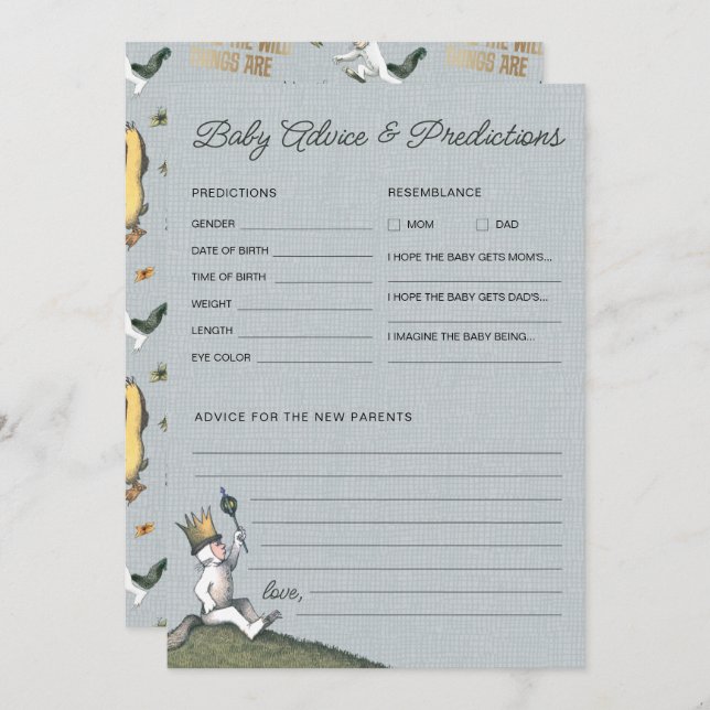 Where the Wild Things Are Baby Shower Predictions Card (Front/Back)