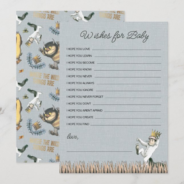 Where the Wild Things Are Baby Shower Wishes Card (Front/Back)