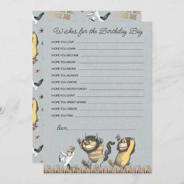 Where the Wild Things Are Birthday Boy Wishes Card (Front/Back)