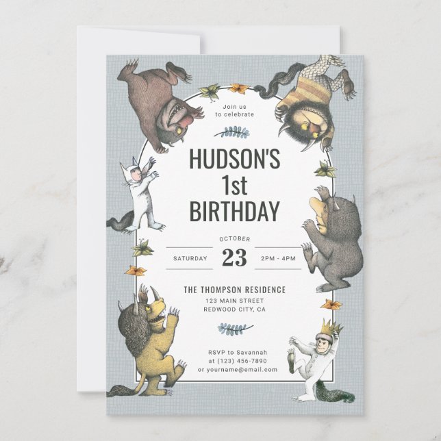 Where the Wild Things Are Character Birthday Invitation (Front)