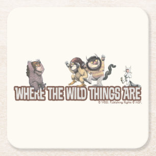 Where the Wild Things Are Characters on Logo Square Paper Coaster