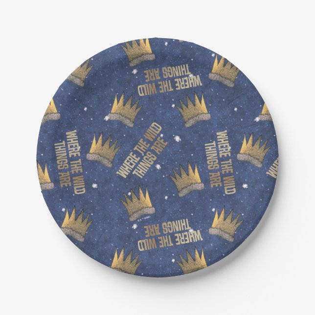 Where the Wild Things Are Crown and Stars Pattern Paper Plate (Front)