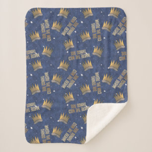 Where the Wild Things Are Crown and Stars Pattern Sherpa Blanket