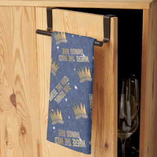 Where the Wild Things Are Crown and Stars Pattern Tea Towel