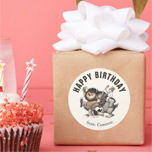 Where the Wild Things Are   Happy Birthday Classic Round Sticker