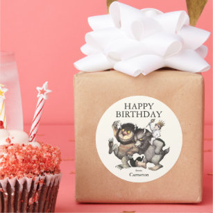 Where the Wild Things Are   Happy Birthday Classic Round Sticker