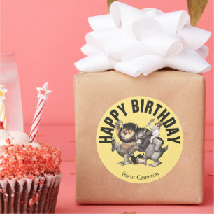 Where the Wild Things Are   Happy Birthday Classic Round Sticker
