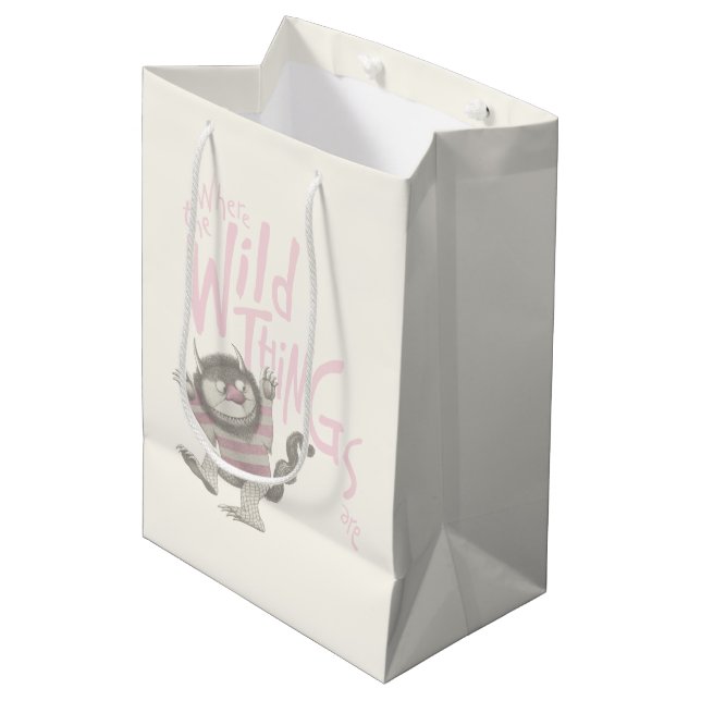 Where the Wild Things Are Quote - Pink Medium Gift Bag (Front Angled)
