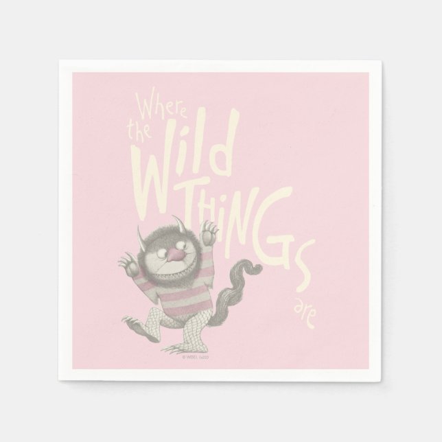 Where the Wild Things Are Quote - Pink Napkin (Front)