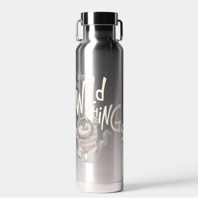 Where the Wild Things Are Quote - Pink Water Bottle (Front)