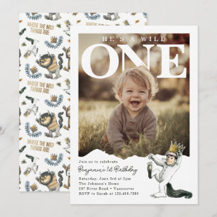 Where the Wild Things Are Wild One Photo Birthday Invitation