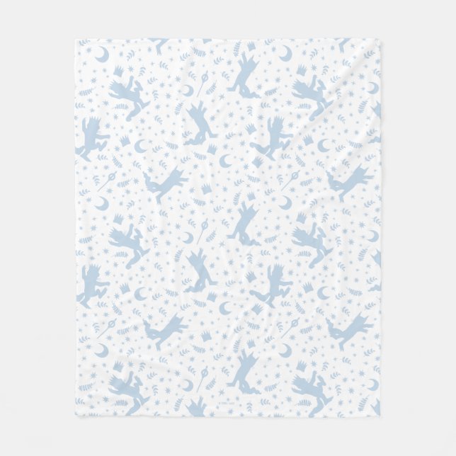 Where the Wild Things Blue Floral Fleece Blanket (Front)