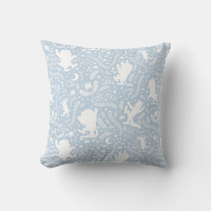 Where the Wild Things Blue Floral Pattern Cushion