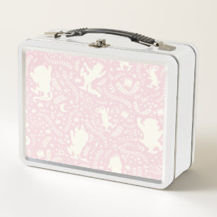 Where the Wild Things Pink Floral Pattern Metal Lunch Box
