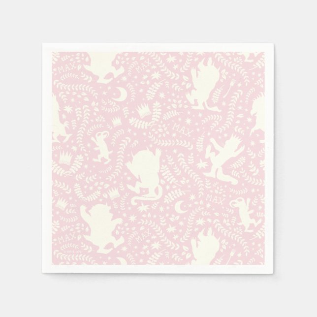 Where the Wild Things Pink Floral Pattern Napkin (Front)