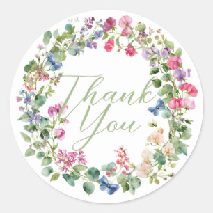 Where the Wildflowers Grow   Thank You Classic Round Sticker