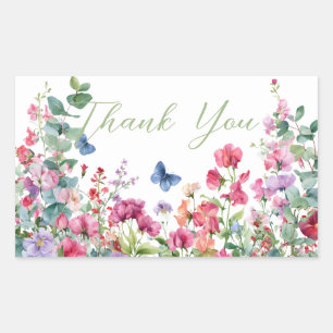 Where the Wildflowers Grow Thank You Rectangular Sticker