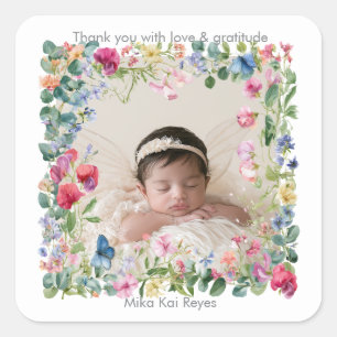 Where the Wildflowers Grow Thank You Square Sticker