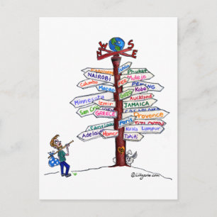 Where To Go? Road Signs Postcard Customisable