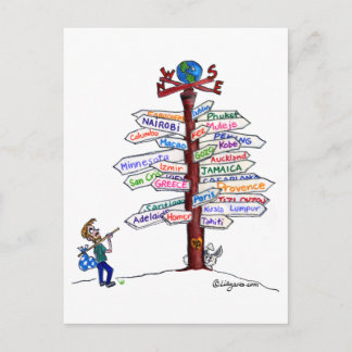Where To Go? Road Signs Postcard Customisable