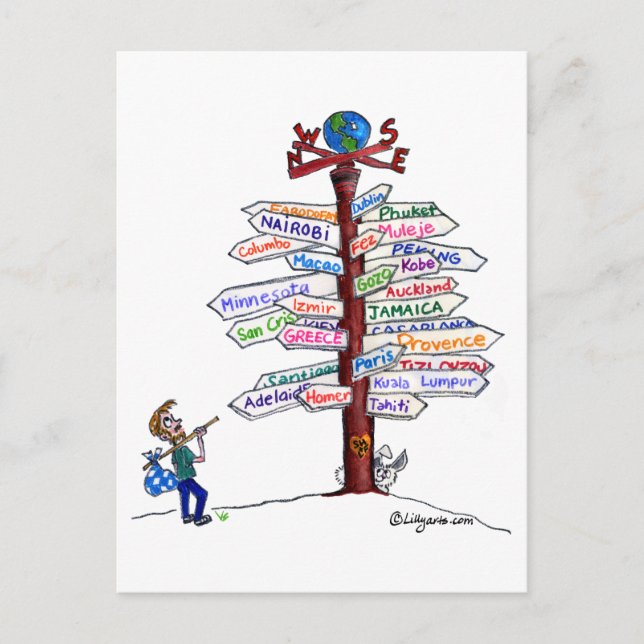 Where To Go? Road Signs Postcard Customisable (Front)
