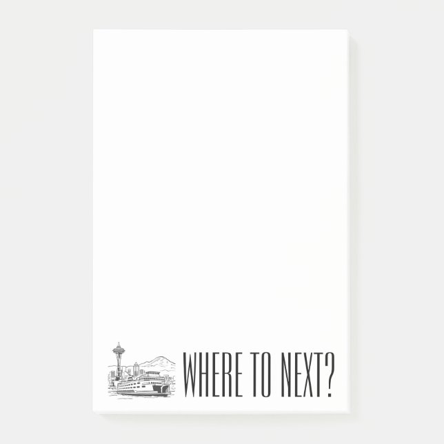 Where To Next? Seattle Puget Sound Notepad (Front)