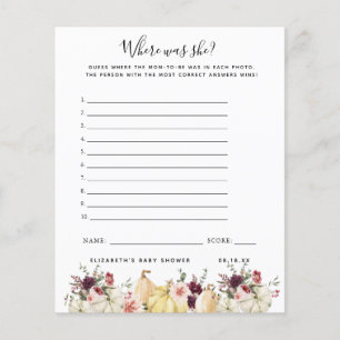 Where was She Baby Shower Game