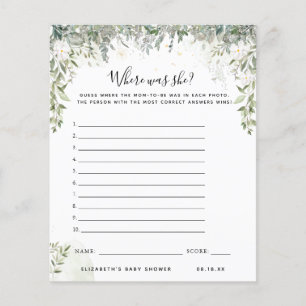 Where was She   Baby Shower Game