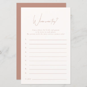 Where Were They Blush Pink Bridal Shower Game