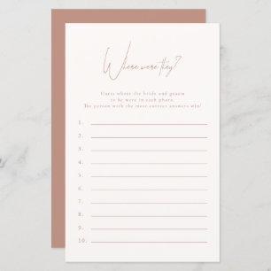 Where Were They Blush Pink Bridal Shower Game