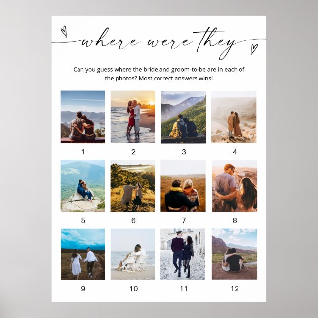 Where Were They Bridal Game Poster Minimalist Phot (Front)
