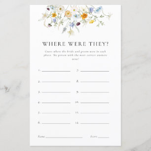 Where Were They Bridal Shower Game