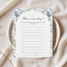 Where were they Bridal Shower Game Blue Floral