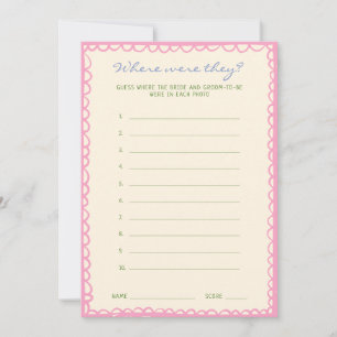 Where were they Bridal Shower Game Card