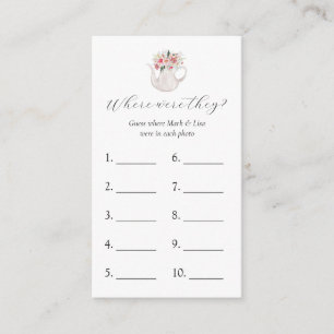 Where Were They? Bridal Shower Game Card