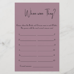 Where Were They? Bridal Shower Game Card Flyer