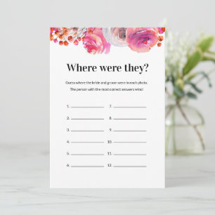Where Were They Bridal Shower Game Floral Card