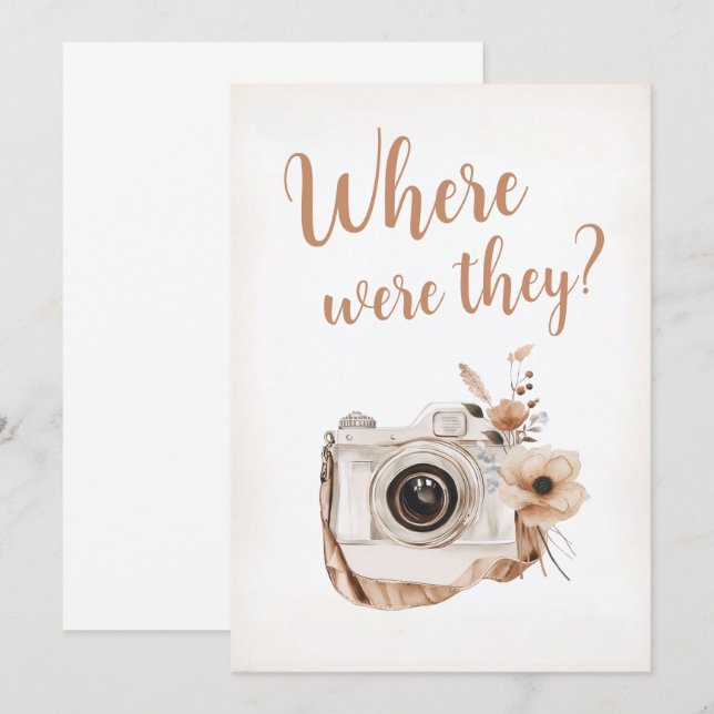Where Were They Bridal Shower Game Sign Card (Front/Back)