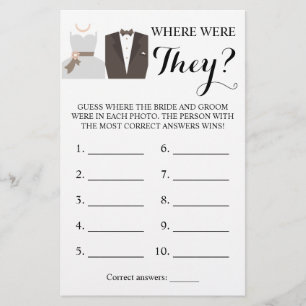 Where were They? Bride & Groom Game Card