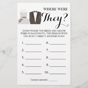Where were They? Bride & Groom Game Card