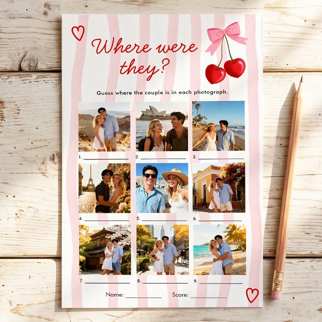 Where Were They Cherry Pink Bow Bridal Shower Game (Creator Uploaded)