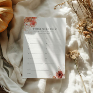 Where Were They Fall Floral Bridal Shower Game Invitation