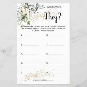 Where were They Herbal Bridal Shower Game Card