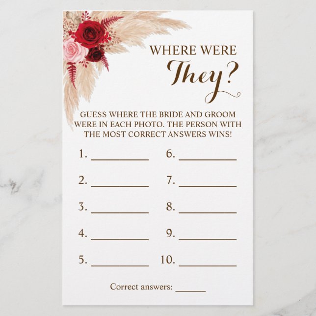 Where were They? Pampas Grass Game Card (Front)