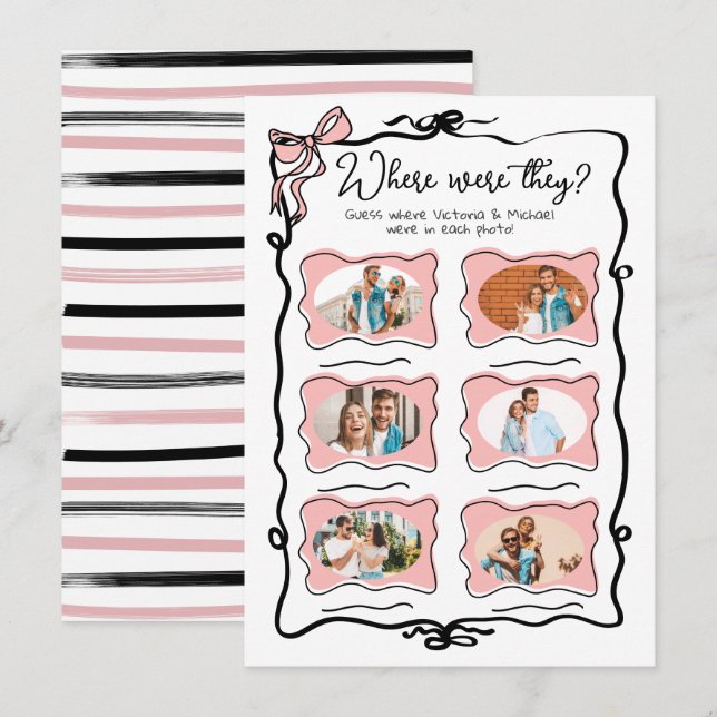 Where were they Photo Hand Drawn Bow Bridal game Invitation (Front/Back)