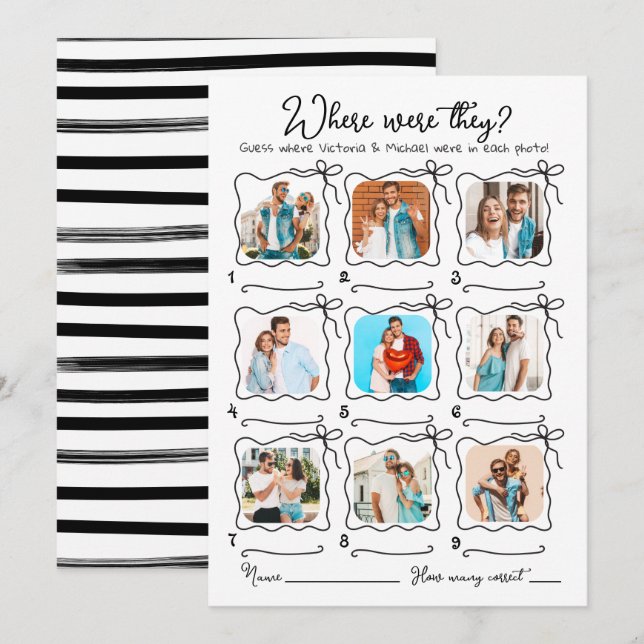 Where were they Photo Hand Drawn wavy Bridal game Invitation (Front/Back)