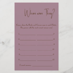 Where were They? Shower Game Card Flyer